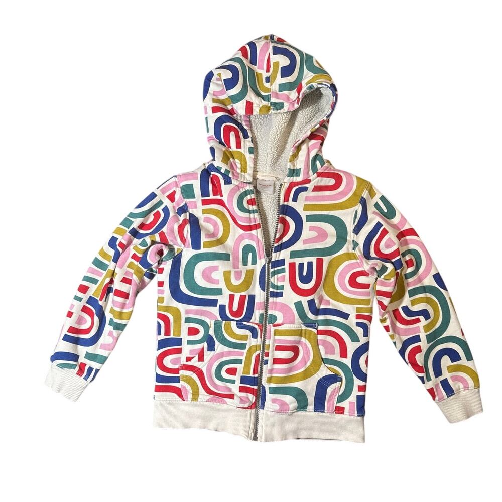 Hanna Anderson Rainbow Hooded Jacket  Size 8 in White, Blue, Green, and Pink